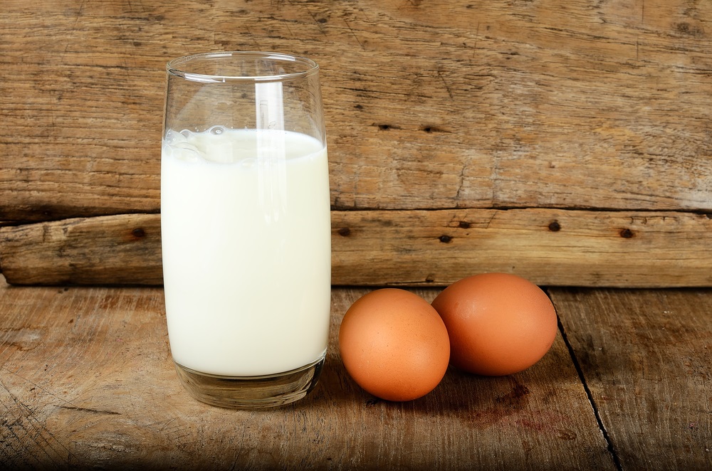 Glass Milk Two Eggs